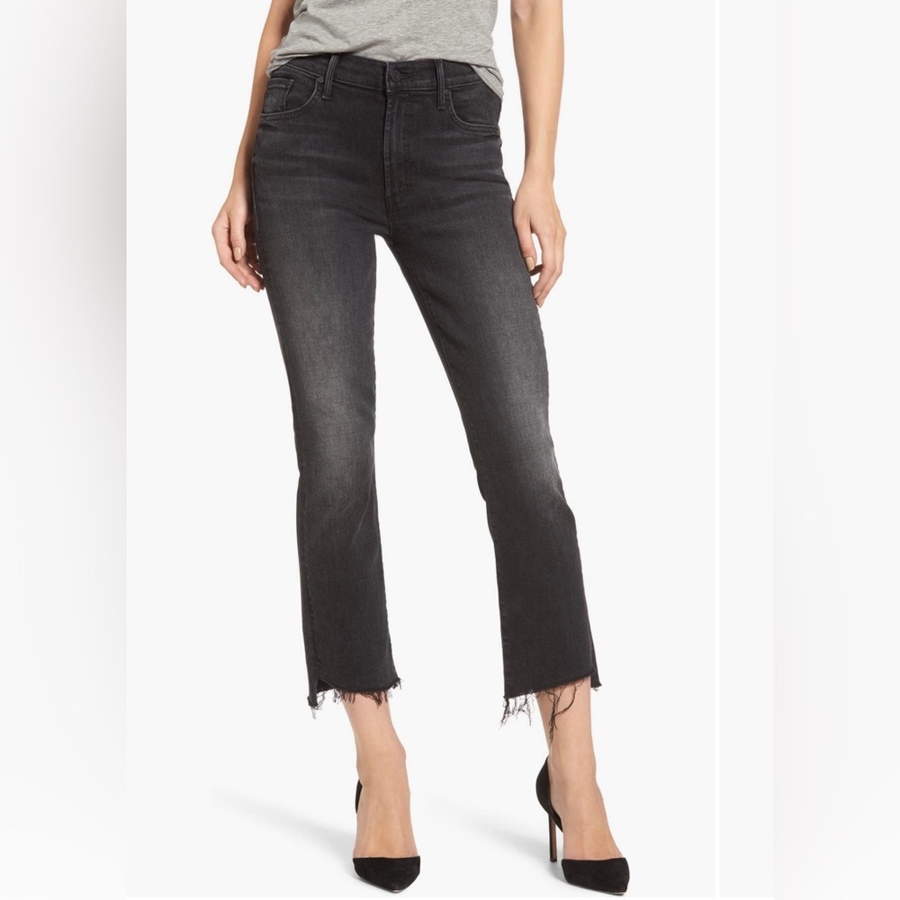 Mother The Insider High Waist Step Hem Crop Bootcut Jeans - Nighthawk Color